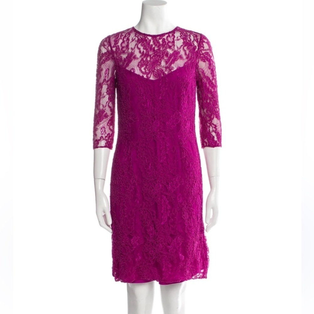 Carmen Marc Valvo Lace half sleeve Dress purple 35165